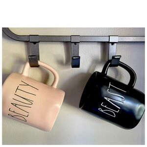 NEW Rae Dunn Pink Beauty & Black Beast Mug Set